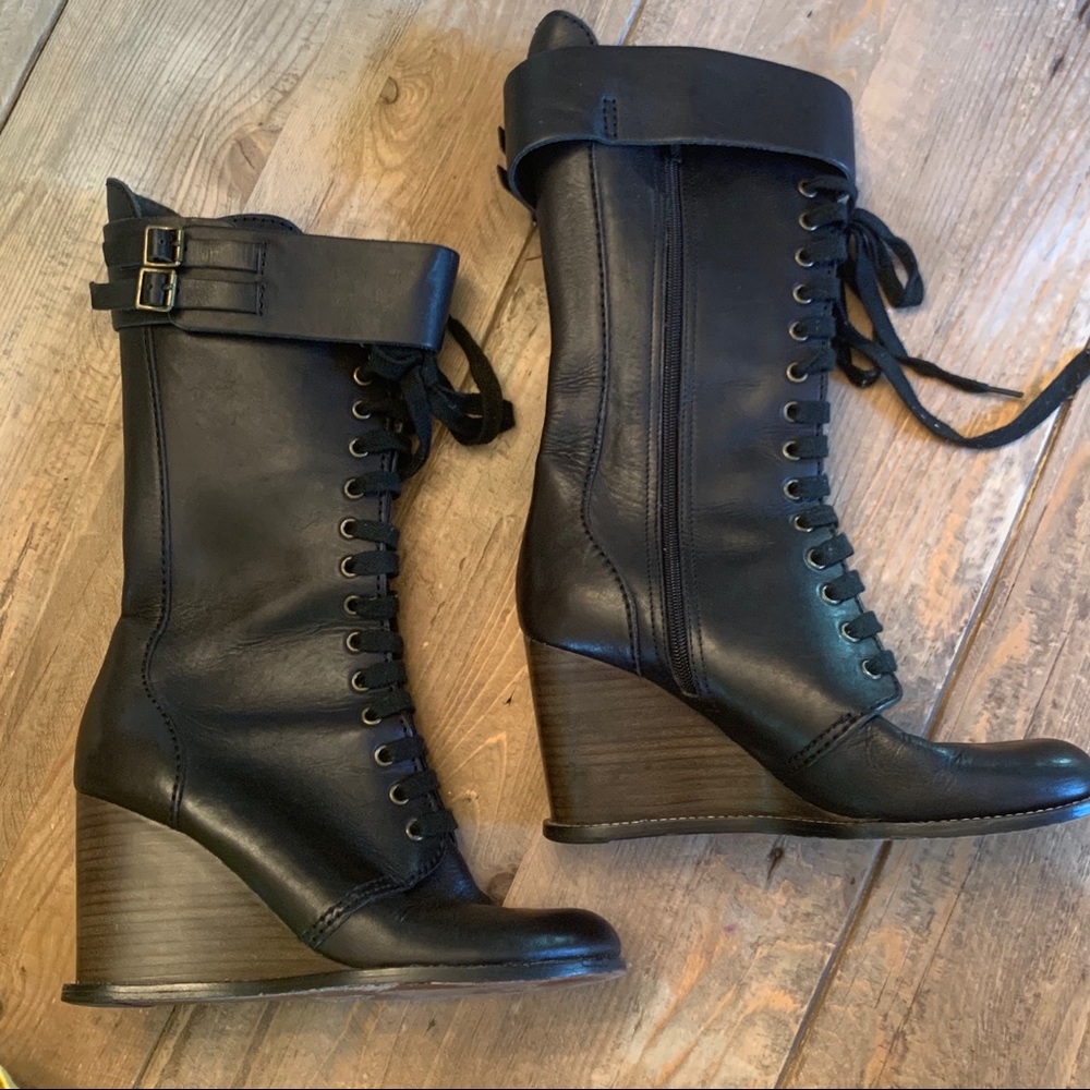 See By Chloe - lace up and Zip leather boots